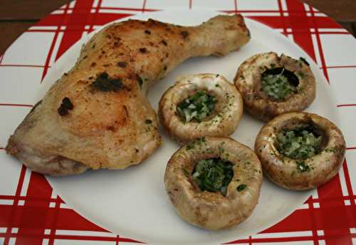 Cuisse de poulet et champignons marinés ail et persil