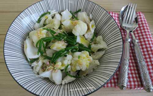 Salade de chou-fleur à la salicorne et dos de cabillaud