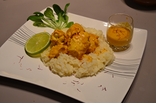 Curry de lotte, lait de coco, safran et citron vert