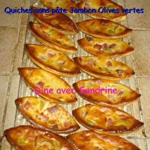 Des Quiches Apéritives sans pâte au Jambon et Olives vertes