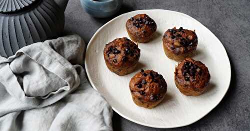 Petits muffins courge-chocolat à la vapeur (desserts, goûters, vegan, sans gluten, sans sucre ajouté)