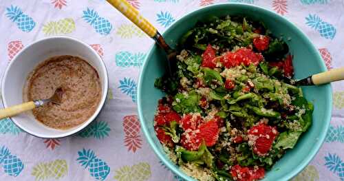 Salade verte, quinoa, noisettes, pomelos...(vegan, sans gluten, gourmand...classifions, classifions!)