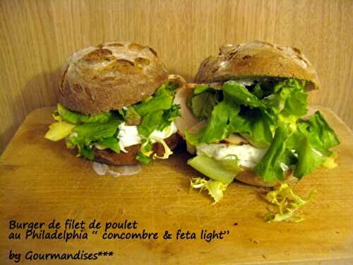 Burger de filet de poulet au " philadelphia concombre & feta light" 265 calories par burger