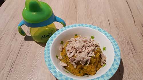 Petit pot bébé thon à la patate douce au curry, courgettes (9 mois)
