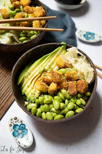 Bowl japonais - edamames, avocat et tofu pané
