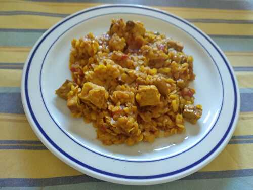 Curry de porc aux lentilles corail et à la tomate