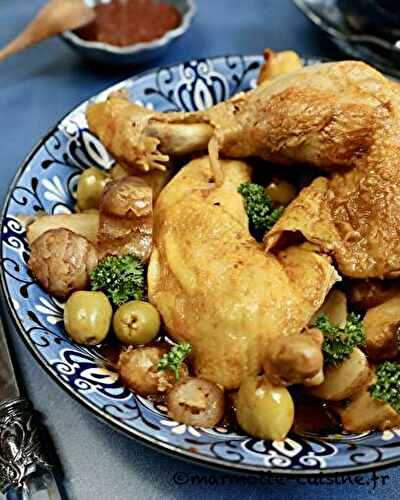 Tajine de poulet aux topinambours et olives (Un légume, trois recettes) 