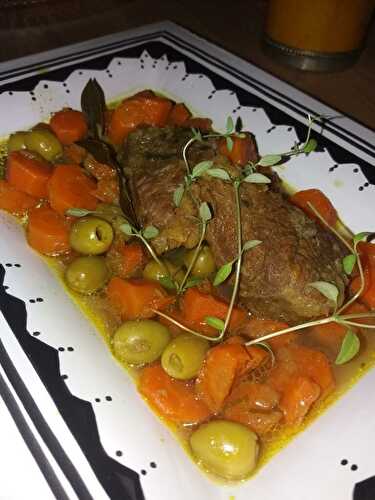 1 Recette facile, Tajine de jarret de boeuf carottes-olives