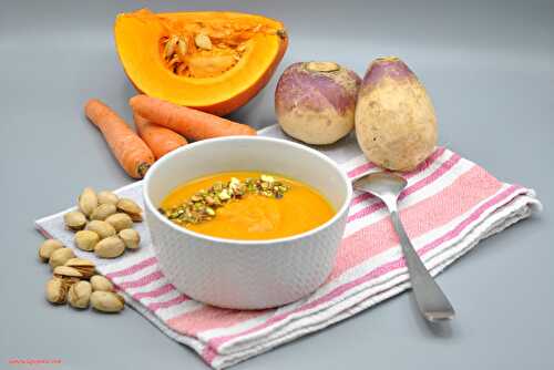 Soupe potimarron carotte navet orange