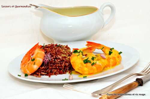    Curry de langoustines et riso rosso (riz rouge).