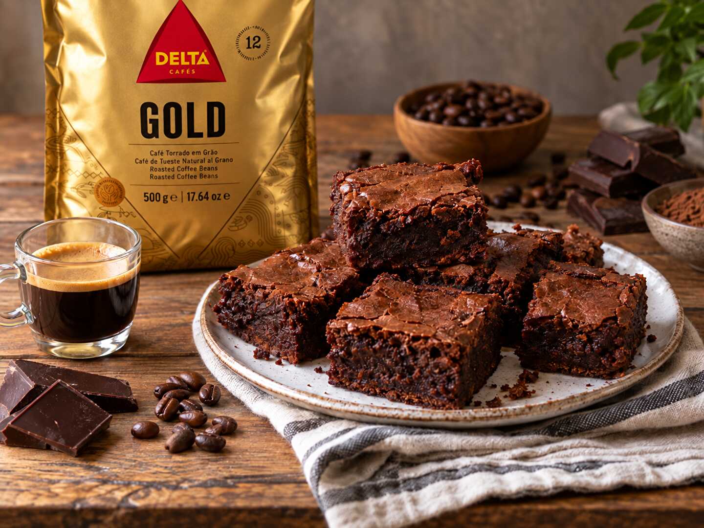 Brownie fondant au chocolat noir et café Delta Gold : une pause intensément gourmande
