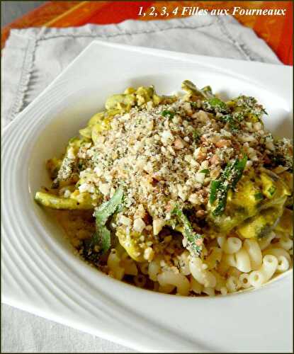 Carbonara aux champignons, granola de noix