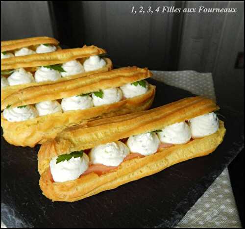 Eclair au saumon fumé et sa chantilly au fromage ail et fines herbes