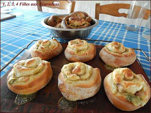 Tourbillons de brioches salées Poireaux - Lardons