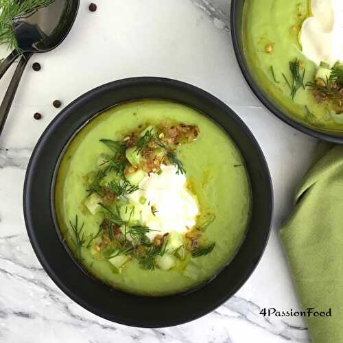 Soupe d’avocat froide & huile croquante à l’ail - Ottolenghi