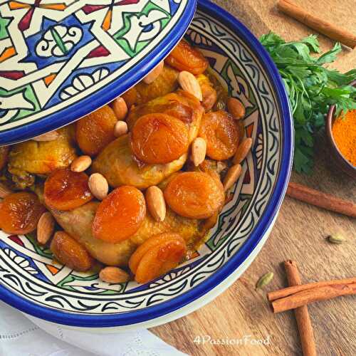 Tajine sucré - salé au poulet, abricots caramélisés, amandes &fleur d’oranger