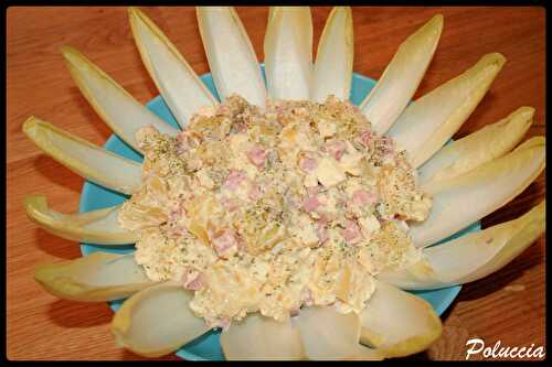 Salade d’endives, pommes de terre, jambon, mozzarella