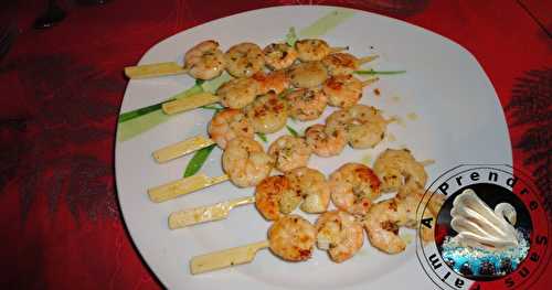 Brochettes de gambas