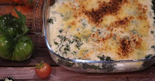 Gratin de pommes de terre au chou kale et cheddar