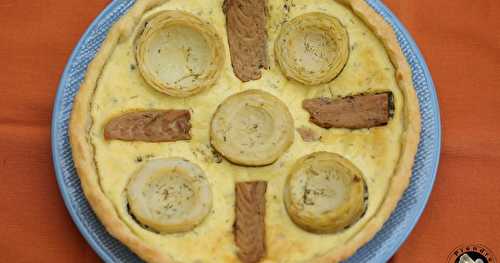 Quiche au thon, artichauts et petits pois