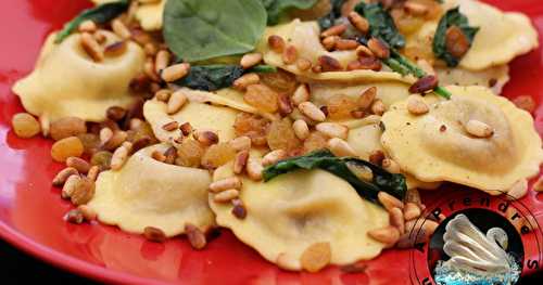 Ravioli ricotta aux pignons et raisins secs