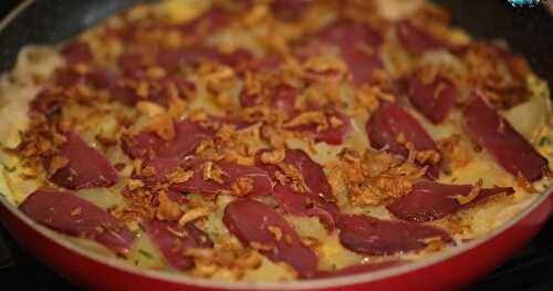 Omelette au magret de canard fumé