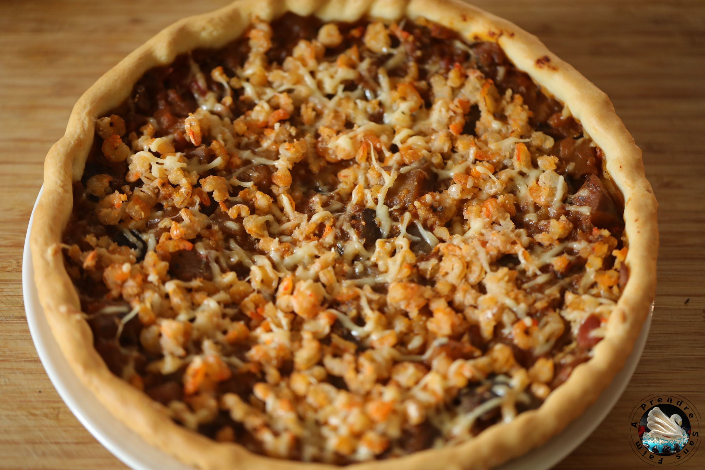 Tarte aubergines crevettes 