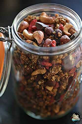 Muesli croustillant sans sucre aux fruits secs, baies de goji et chocolat 