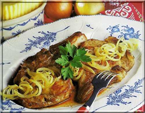 Côtes de Veau à la Fondue d’Oignons