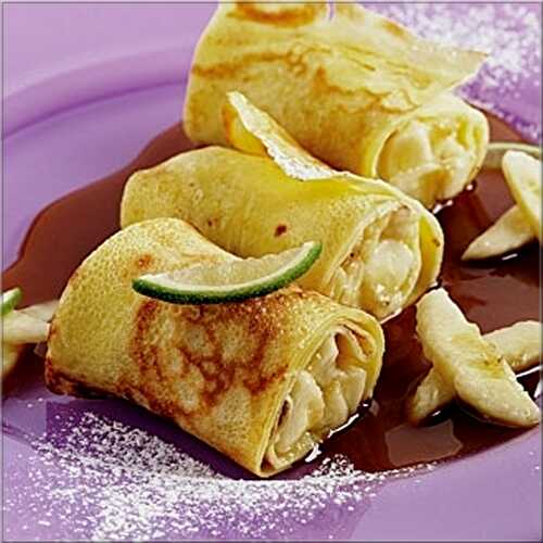 Crêpes Roulées, au Caramel Beurre Salé à la Banane et Citron Vert