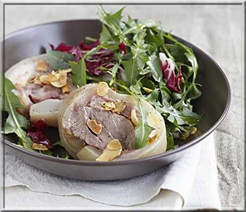 Salade de Tête de Veau Tiède aux Pissenlits et Amandes Grillées