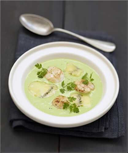 Velouté de Petits Pois, Morbier et Saint-Jacques