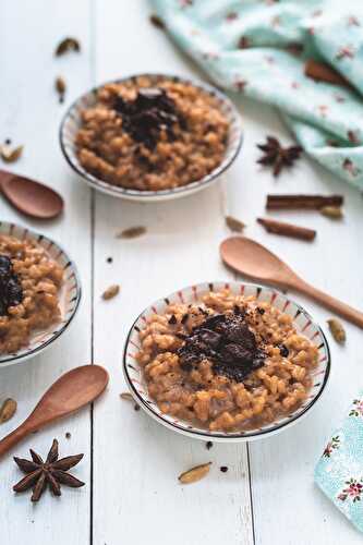 Riz au Lait-Amande avec sa sauce Noisette-chocolat