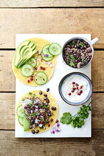 Tacos d’agneau haché aux haricots noirs et au cumin