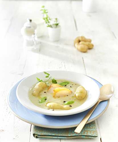 Velouté de Ratte du Touquet infusé au haddock et au poireau