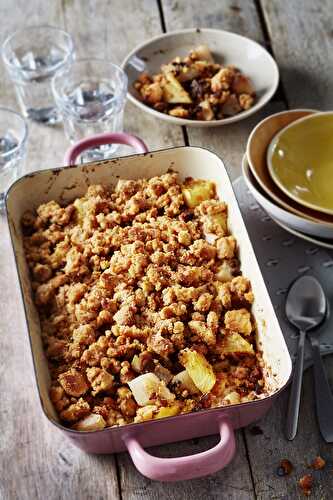 Crumble poire ananas chocolat biscuits Petit Beurre