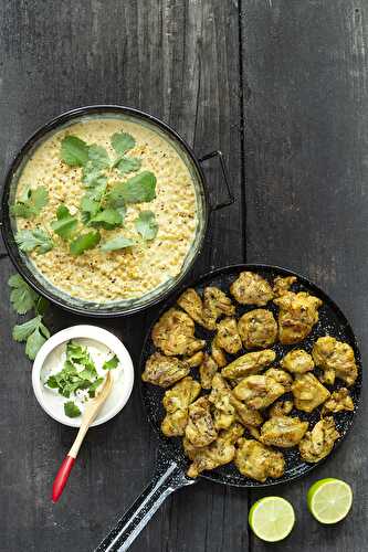 Dahl de lentilles aux mini bouchées de poulet Indian curry