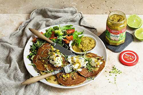 Pancakes Pesto de tomates vertes