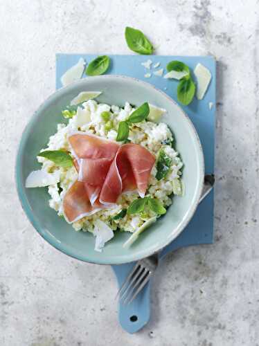 Risotto au Jambon de Parme, ricotta et basilic