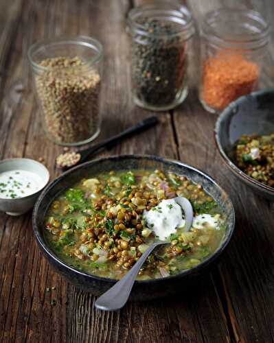 Soupe d’hiver aux lentilles et épinards