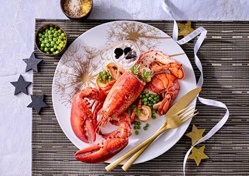 Homard avec sa crème de champignons à la truffe