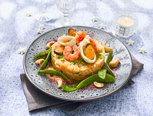 Risotto aux fruits de mer et carottes au gingembre