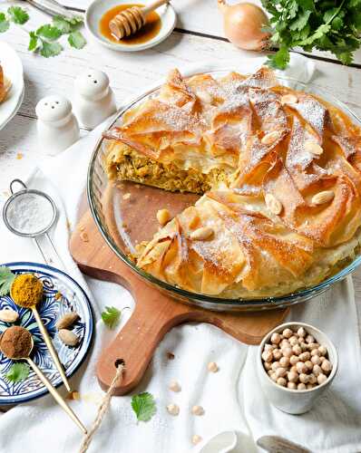 Galette salée au poulet et pois chiches à l’orientale