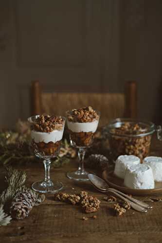 Verrines de pommes caramélisées, Faisselle Rians et granola à la...