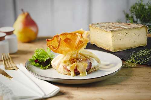 Aumônière, Tomme à la Truffe d’été, poire, Jambon de Savoie