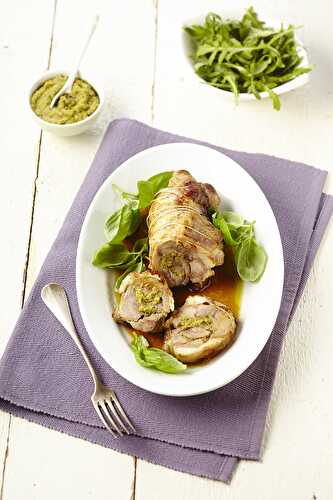 Épaule de chevreau roulée au pesto