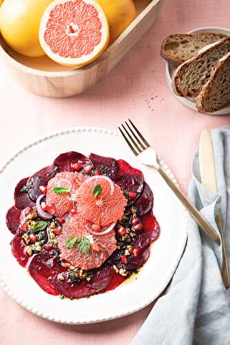 Carpaccio de betteraves au pamplemousse de Floride