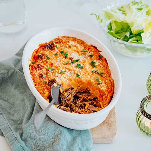 Parmentier de confit de canard et patate douce