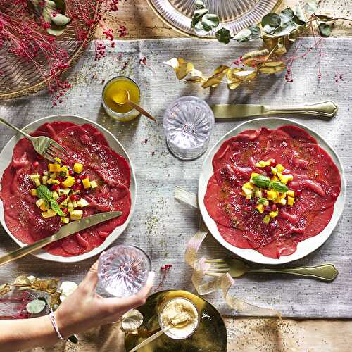 Carpaccio de bœuf et tartare de fruits