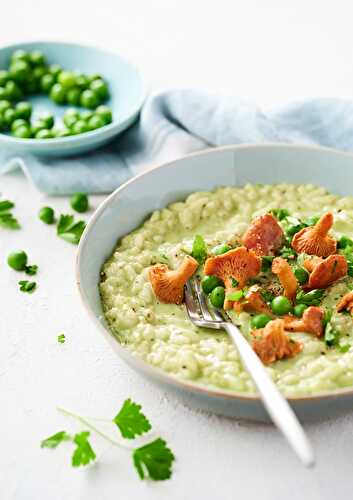 Risotto aux petits pois et girolles